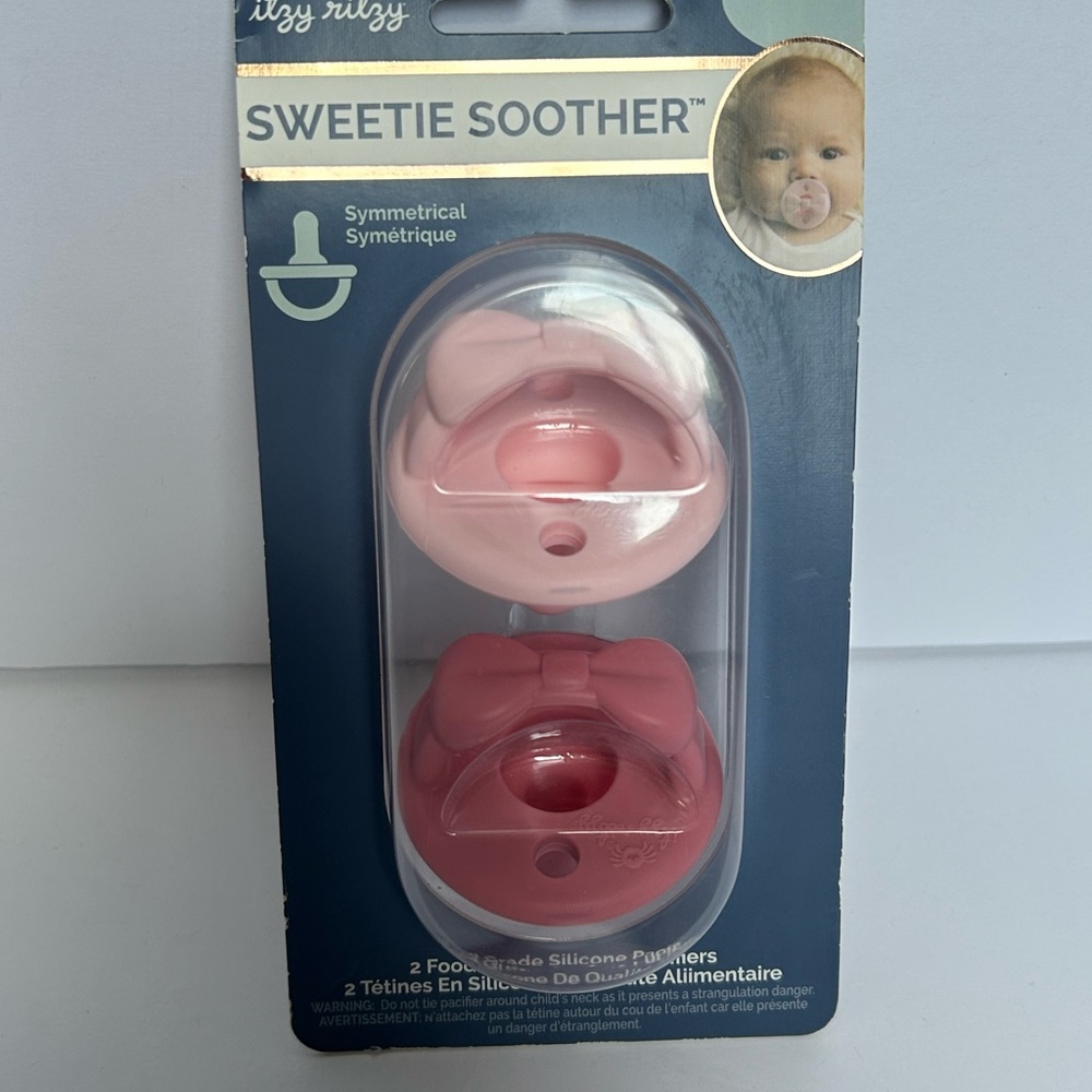 Set of Two Pink Silicone Pacifiers newborn itzy ritzy